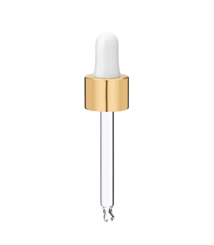 Glas Tropfpipette 18/410 mit goldenem Verschluss 71 mm für Kosmetik